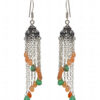 Moonstone & Chrysoprase Gemstones Knotted Jhumki Style Earrings GE06-1135