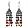 Black Spinel Round Faceted Gemstones Knotted Jhumki Style Earrings GE06-1136