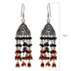 Black Spinel Round Faceted Gemstones Knotted Jhumki Style Earrings GE06-1136