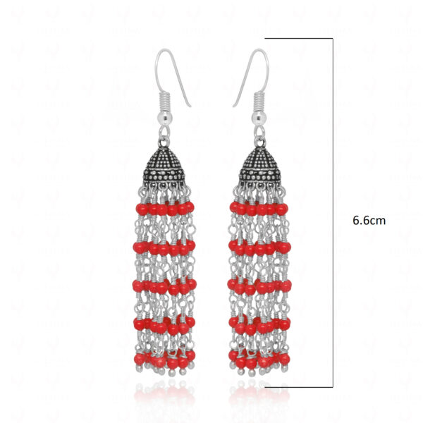 Red Coral Gemstones Knotted Oxidized Jhumki Style Earrings GE06-1140