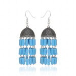 Blue Turquoise Gemstone Knotted Oxidized Jhumki Style Earrings GE06-1142