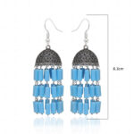 Blue Turquoise Gemstone Knotted Oxidized Jhumki Style Earrings GE06-1142