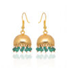 Emerald Cabochon Round Bead Jhumki Earrings For Women (Green) GE06-1147
