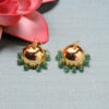 Emerald Cabochon Round Bead Jhumki Earrings For Women (Green) GE06-1147