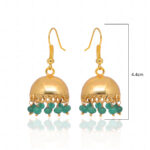 Emerald Cabochon Round Bead Jhumki Earrings For Women (Green) GE06-1147