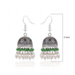 Black Spinel & Pearl Studded Antique Polished Jhumki Earrings For Women GE06-1149
