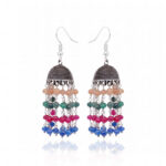 Emerald Ruby Blue Yellow Sapphire Stone Bead Antique Polished Earrings GE06-1151
