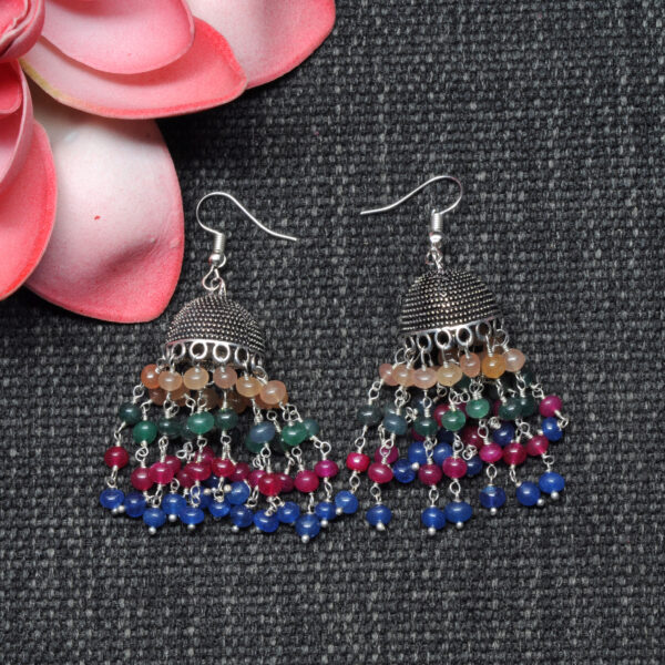 Emerald Ruby Blue Yellow Sapphire Stone Bead Antique Polished Earrings GE06-1151