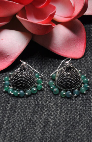 Emerald Stone Bead Antique Polished Earrings For Women GE06-1153