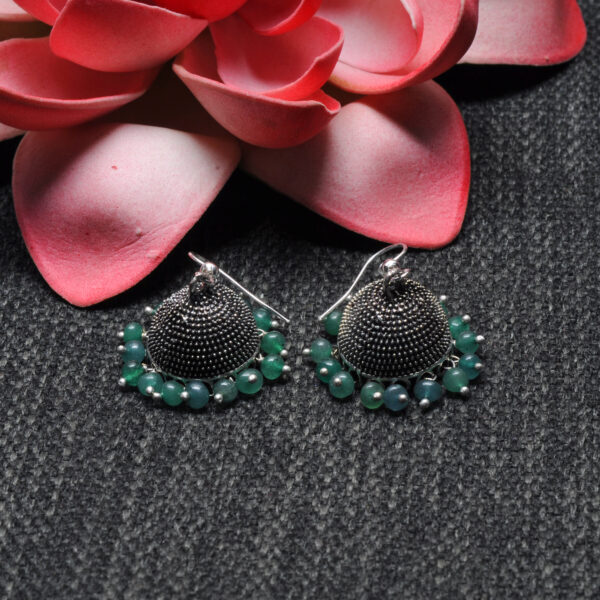 Emerald Stone Bead Antique Polished Earrings For Women GE06-1153