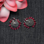 Ruby Stone Bead Antique Polished Jhumki Style Earrings For Women GE06-1154
