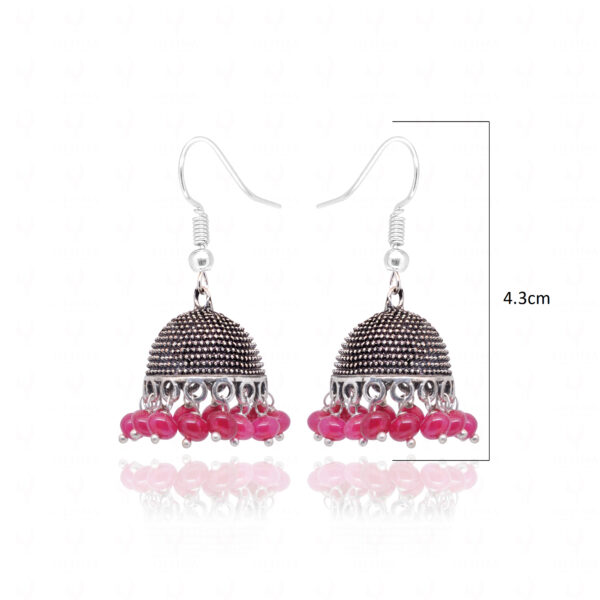 Ruby Stone Bead Antique Polished Jhumki Style Earrings For Women GE06-1154