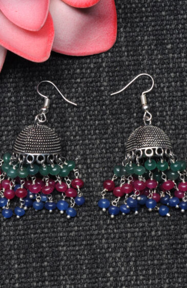 Emerald Ruby Sapphire Antique Jhumki Style Earrings For Women GE06-1156