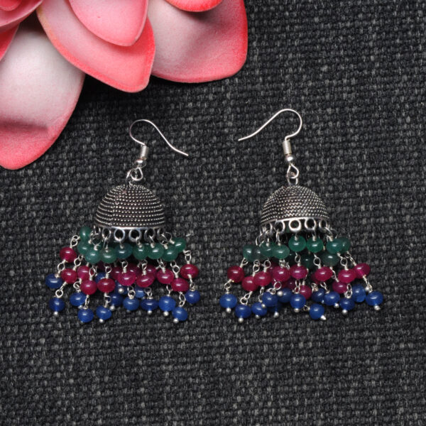 Emerald Ruby Sapphire Antique Jhumki Style Earrings For Women GE06-1156