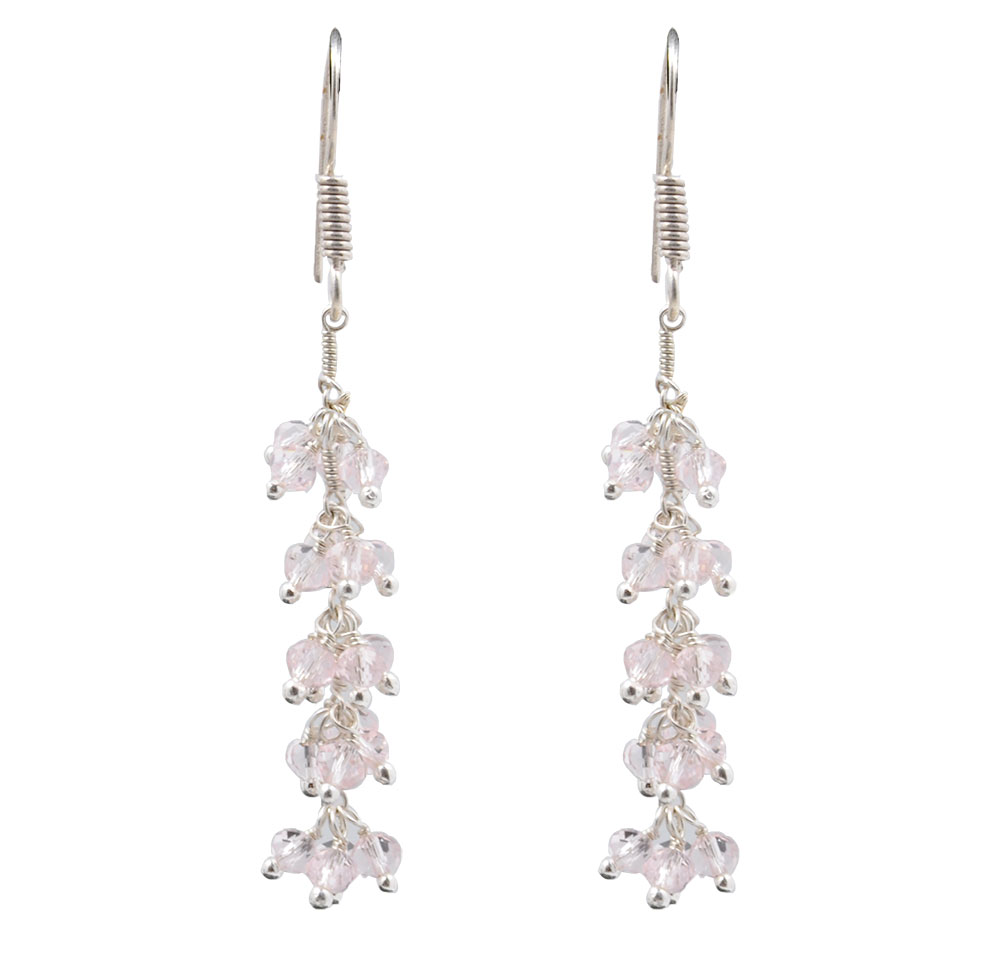 Pink Kunzite Glass Beads Earrings For Girls & Women CE-1001