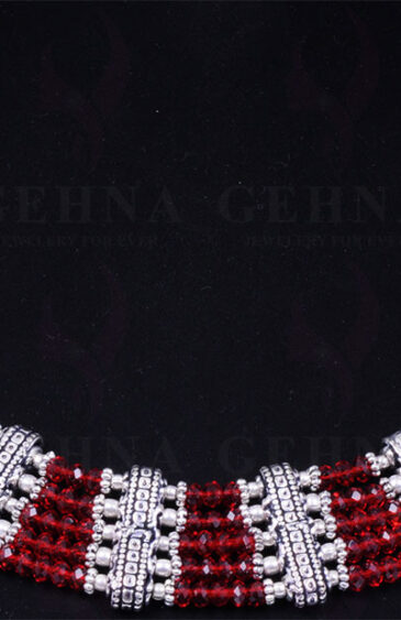 Red Garnet Color Stone Bead Necklace, Earring & Bracelet – CN-1002