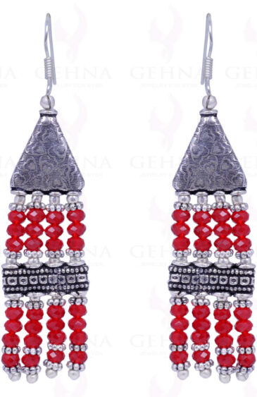 Red Garnet Color Stone Bead Necklace, Earring & Bracelet – CN-1002