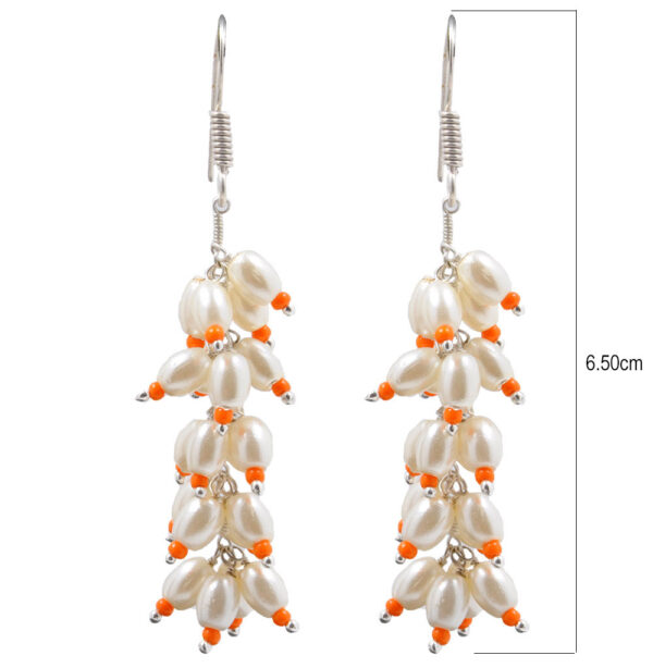 Pearl & Carnelian Glass Beads Earrings For Girls & Women CE-1002