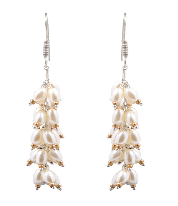 Pearl & Golden Prynite Glass Beads Earrings For Girls & Women CE-1003