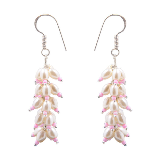 Pearl & Pink Opal Glass Beads Earrings For Girls & Women CE-1004