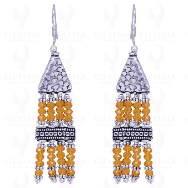 Citrine Color Stone Bead Necklace, Earring & Bracelet - CN-1004