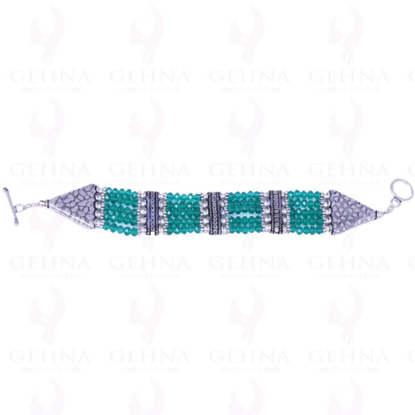 Green Color Stone Bead Necklace, Earring & Bracelet - CN-1005