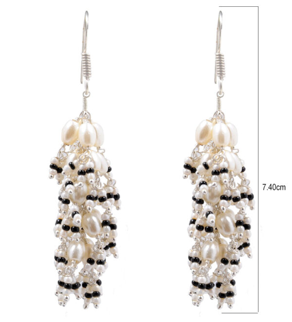 Pearl & Black Spinel Glass Beads Earrings For Girls & Women CE-1008