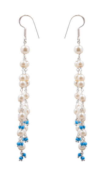 Pearl & Turquoise Glass Beads Earrings For Girls & Women CE-1009