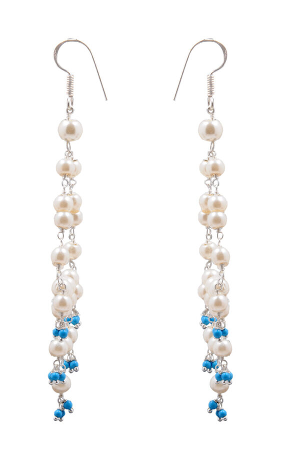 Pearl & Turquoise Glass Beads Earrings For Girls & Women CE-1009