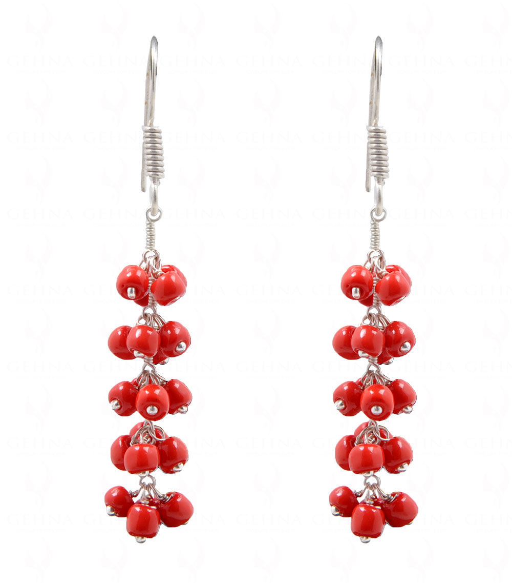 Red Jasper Glass Beads Earrings For Girls & Women CE-1012