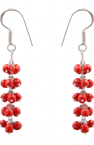 Red Jasper Glass Beads Earrings For Girls & Women CE-1012