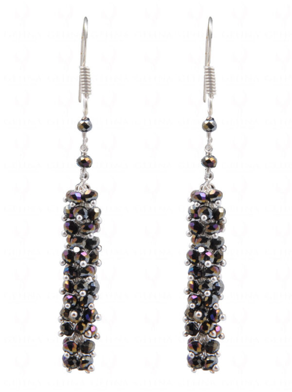 Black Rainbow Iris Metallic Glass Beads Earrings For Girls & Women CE-1014