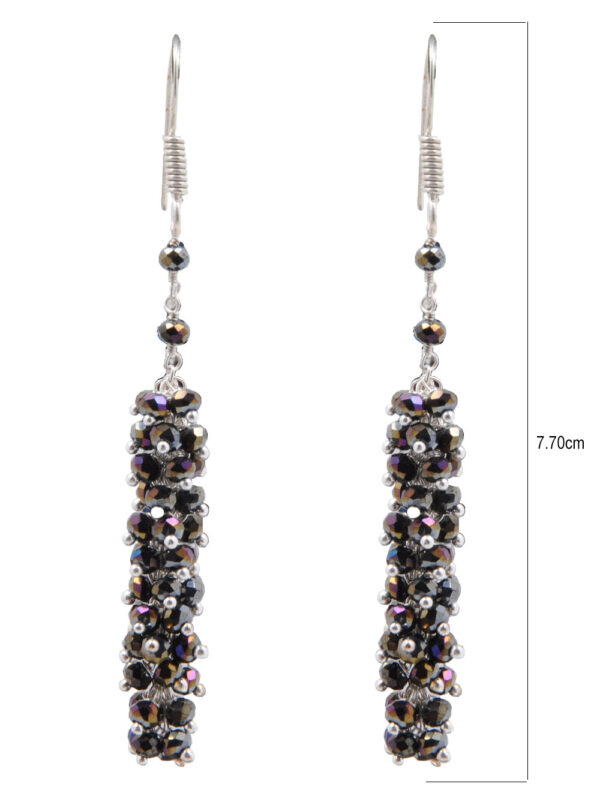 Black Rainbow Iris Metallic Glass Beads Earrings For Girls & Women CE-1014