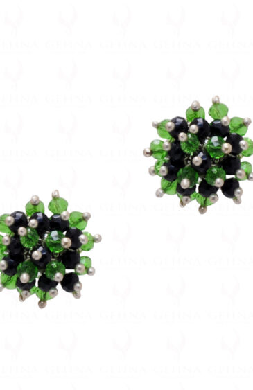 T-Savorite & Black Spinel Glass Beads Earrings For Girls & Women CE-1016