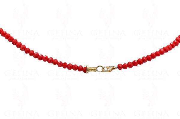 Red Ruby Color Stone Faceted Bead Necklace - CN-1016