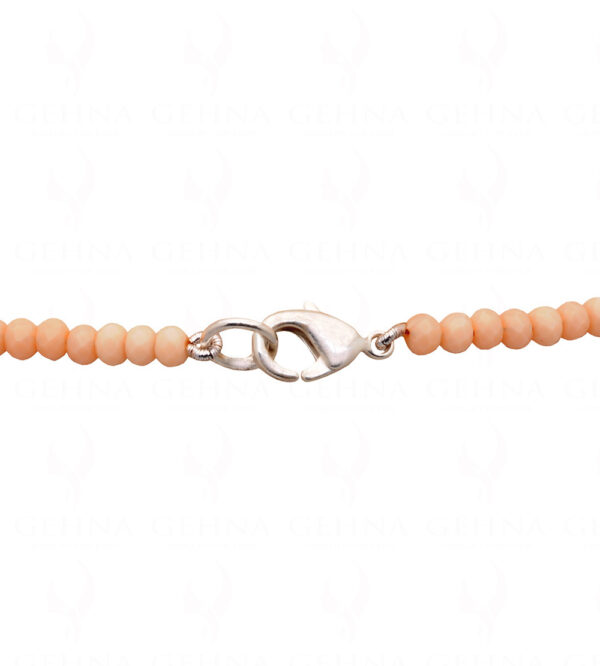 1 Row Of Peach Aventurine Color Round Faceted Beads Necklace - CN-1023