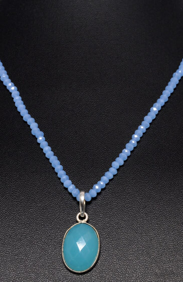 Blue Chalcedony Pendant With Chalcedony Faceted Beads – CN-1024