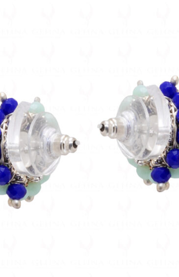 Lapis Lazuli & Larimar Glass Beads Earrings For Girls & Women CE-1024