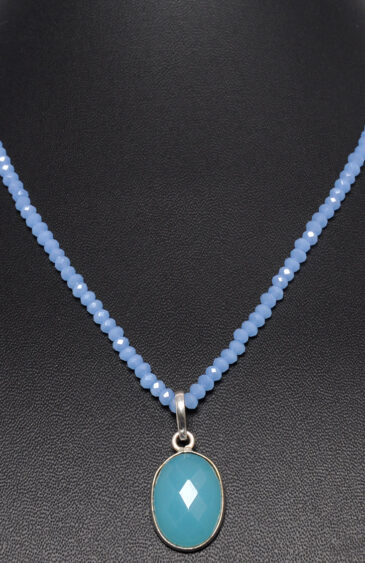 Blue Chalcedony Pendant With Chalcedony Faceted Beads – CN-1024