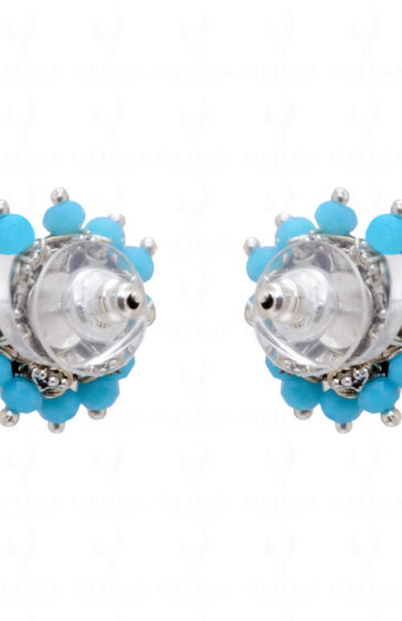 Black Spinel & Turquoise Glass Beads Earrings For Girls & Women CE-1025