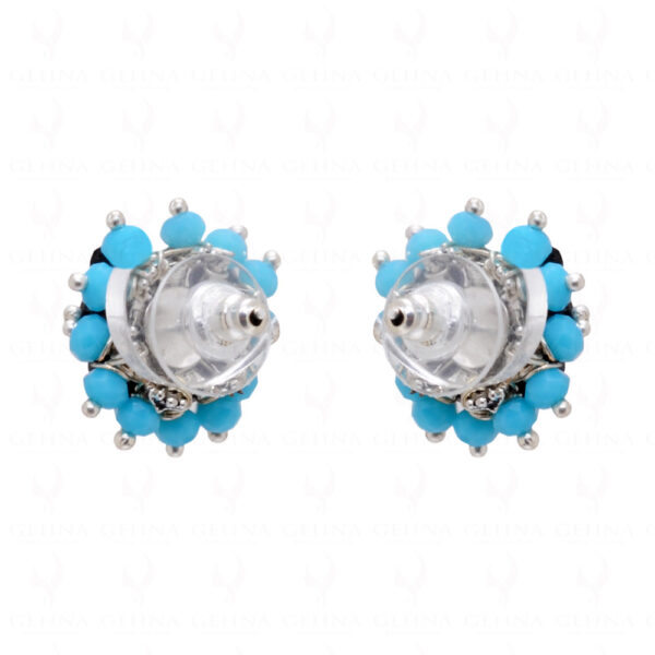 Black Spinel & Turquoise Glass Beads Earrings For Girls & Women CE-1025