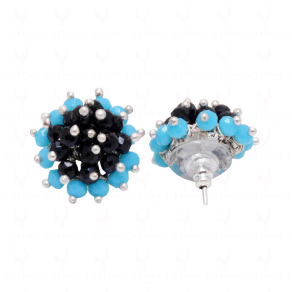 Black Spinel & Turquoise Glass Beads Earrings For Girls & Women CE-1025