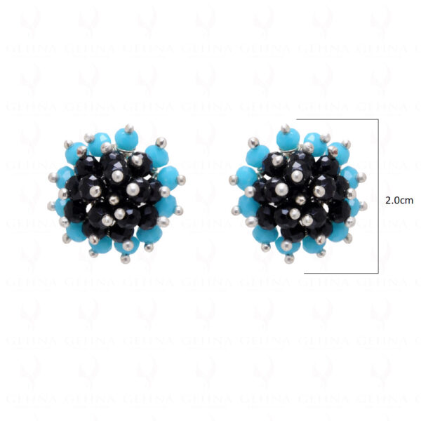 Black Spinel & Turquoise Glass Beads Earrings For Girls & Women CE-1025