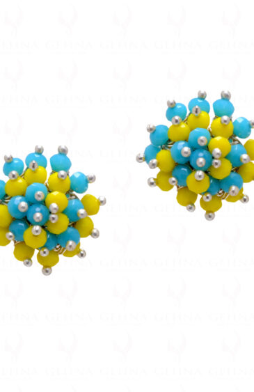 Turquoise & Yellow Jasper Glass Beads Earrings For Girls & Women CE-1026