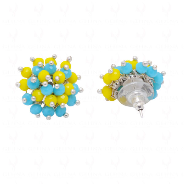 Turquoise & Yellow Jasper Glass Beads Earrings For Girls & Women CE-1026