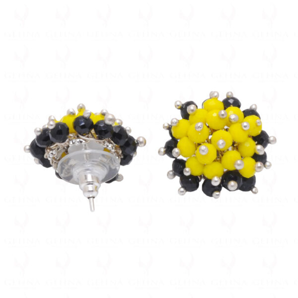 Yellow & Black Jasper Glass Beads Earrings For Girls & Women CE-1027