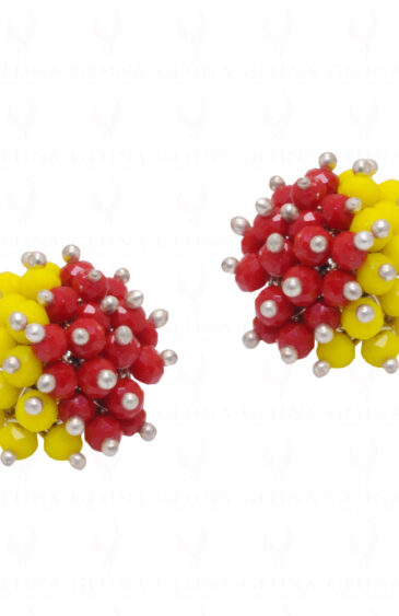 Ruby & Chalcedony Glass Beads Earrings For Girls & Women CE-1029