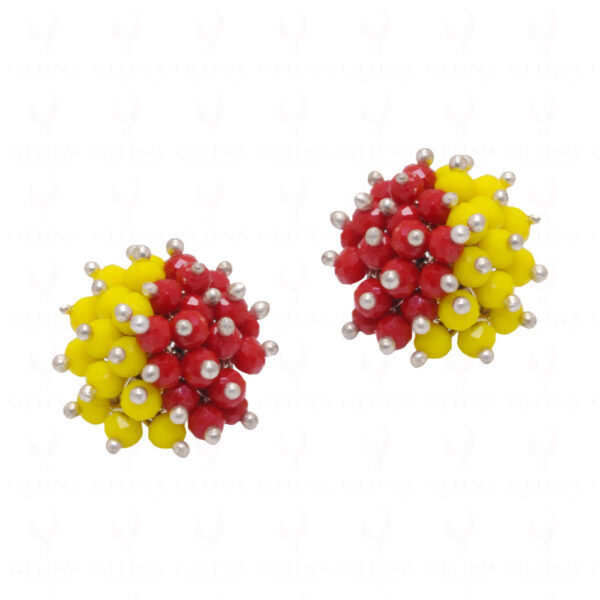 Ruby & Chalcedony Glass Beads Earrings For Girls & Women CE-1029
