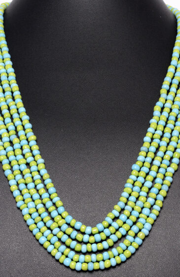 5 Rows Necklace Of Turquoise Blue And Green Color Plain Beads – CN-1029