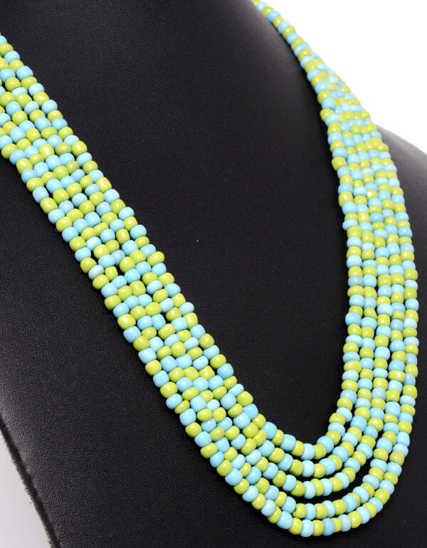 5 Rows Necklace Of Turquoise Blue And Green Color Plain Beads - CN-1029